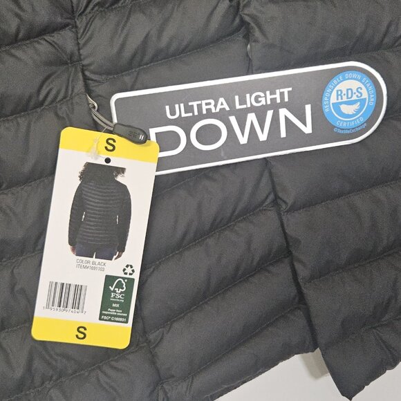 32 Degrees Heat Ultra Light Down Jacket Womens Size S Black Zip Pockets Full Zip - Picture 3 of 12